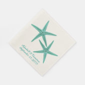 Blue Green Starfish Couple Wedding Serviette (Ecke)