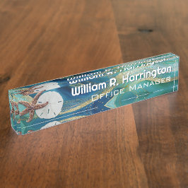 Blue Green Starfish Sand Dollar  Namensplakette