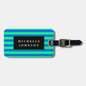 Blue Green Strip Gepäckmarke Gepäckanhänger (Vorderseite horizontal)