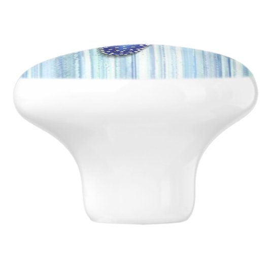 Blue Green Strip Strand Seashell Starfish Design Keramikknauf (Seitenansicht)