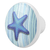 Blue Green Strip Strand Seashell Starfish Design Keramikknauf (Rechts)