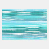 Blue Green Stripes Sortiment Pack Geschenkpapier Set (Vorderseite 2)