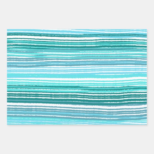 Blue Green Stripes Sortiment Pack Geschenkpapier Set (Vorderseite 2)