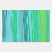 Blue Green Stripes Sortiment Pack Geschenkpapier Set (Vorderseite)