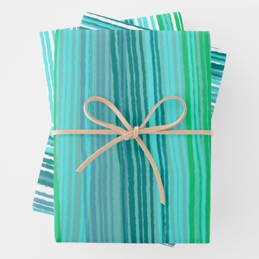 Blue Green Stripes Sortiment Pack Geschenkpapier Set (Beispiel)