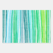 Blue Green Stripes Sortiment Pack Geschenkpapier Set (Vorderseite 3)