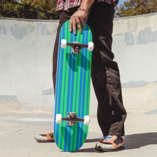 Blue Green Stylish Stripes Pattern Design Skateboard