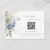 Blue Green Succulent Floral Wedding QR Code RSVP Begleitkarte (Vorderseite)
