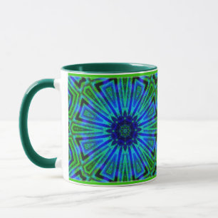 Blue Green Sunburst Tasse