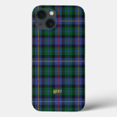 Blue Green Tartan PhoneCase mit Namen oder Initial Case-Mate iPhone Hülle (Rückseite)