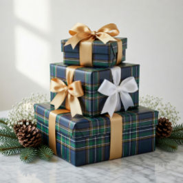 Blue Green Tartan Plaid Wrapping Paper Geschenkpapier