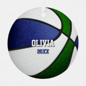 blue green team colors keepsake basketball ornament aus metall (Vorderseite)