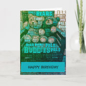 Blue Green Teddy Bar Buddies Word Cloud Card Karte (Vorderseite)