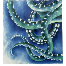 Blue Green Tentacles Duschvorhang