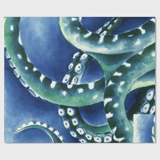 Blue Green Tentacles Geschenkpapier (Flach)
