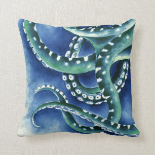 Blue Green Tentacles Kissen