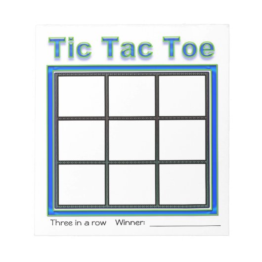 Blue Green Tic Tac Toe Game Notepad Notizblock (Vorderseite)