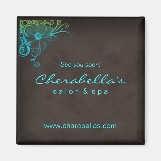 Blue Green Trendy Salon Wellness-Center Floral Küh Magnet (Vorne)