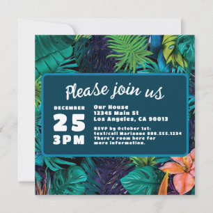 Blue Green Tropical Dschungel Hochzeit in Urlaubso Save The Date