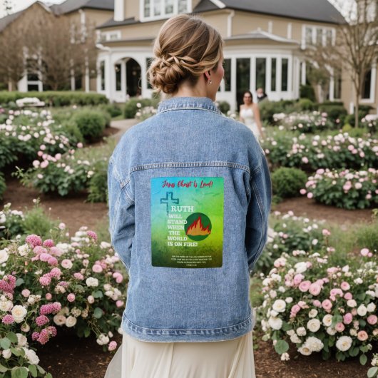Blue & Green Truth wird Denim Jacket Stand halten Jeansjacke (Hochzeit Rückseite)