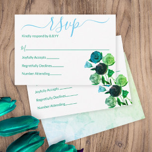 Blue, Green, Turquoise Rose UAWG Advice Card Hinweiskarte