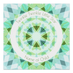 Blue Green Twinkle Little Star Baby Kinderzimmer Poster