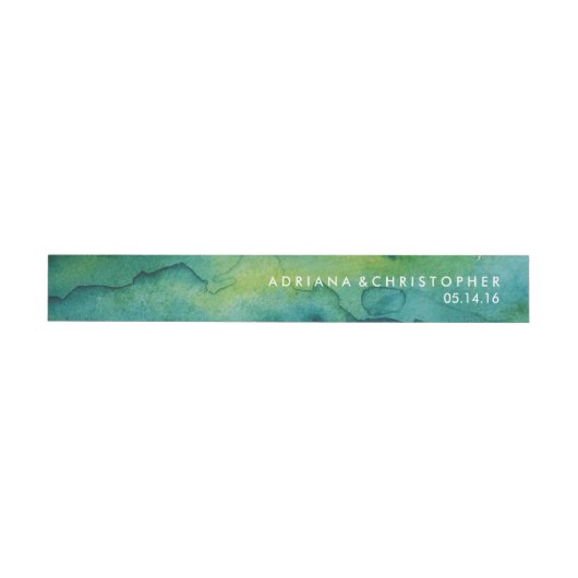 Blue Green und Gold Spritzer Custom Wrap Label (Person)