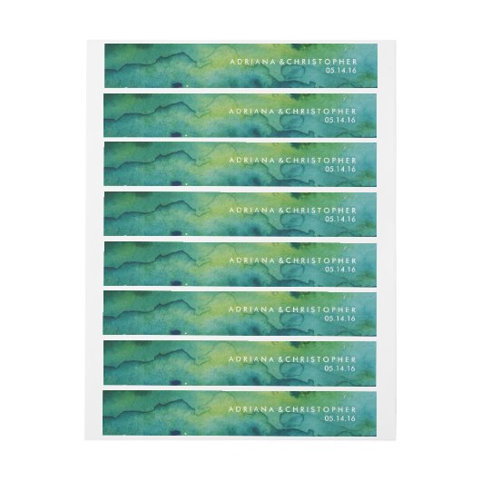 Blue Green und Gold Spritzer Custom Wrap Label (Bogen)