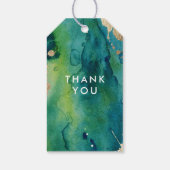 Blue Green und Gold Spritzer Geschenkanhänger (Rückseite)