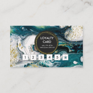 Blue Green und Gold Spritzer Loyalty Card Treuekarte