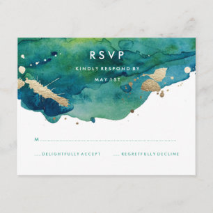 Blue Green und Gold Spritzer UAWG RSVP Karte