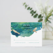 Blue Green und Gold Spritzer UAWG RSVP Karte (Stehend Vorderseite)