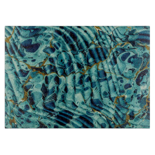 Blue-Green und Gold Vintag Endpaper Marbling Schneidebrett