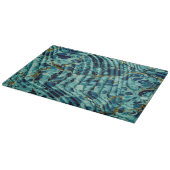 Blue-Green und Gold Vintag Endpaper Marbling Schneidebrett (Ecke)