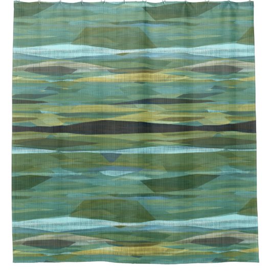 Blue Green und Grau Moderne Duschvorhang (Vorderseite)