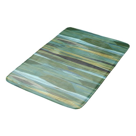 Blue Green und Grau Moderne Kunst Badematte (Schrägansicht)