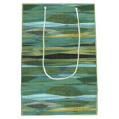 Blue Green und Grau Moderne Kunst Mittlere Geschenktüte (Rückseite)