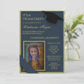 Blue Green Uni Dorm Dusche Trunk Party Foto Einladung (Stehend Vorderseite)