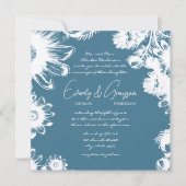 Blue Green Vintag Blume Hochzeiten Einladung (Vorderseite)