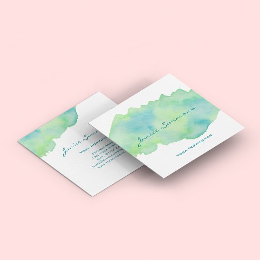 Blue Green Wash Wash Square Visitenkarte