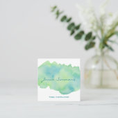 Blue Green Wash Wash Square Visitenkarte (Stehend Vorderseite)