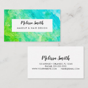 Blue Green Watercolor Abstrakt Makeup Artist Visitenkarte