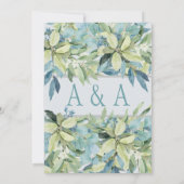 Blue Green Watercolor Blätter Hochzeitsfeiern Einladung (Rückseite)