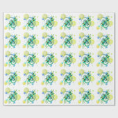 Blue Green Watercolor Dragonfly Wrapping Paper Geschenkpapier (Flach)