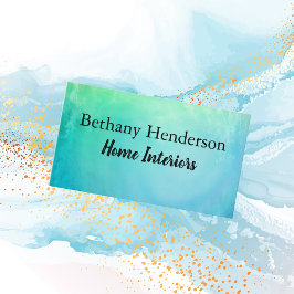 Blue Green Watercolor Feminine Business Card Visitenkarte