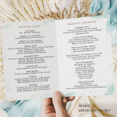 Blue Green Watercolor Folded Wedding Program