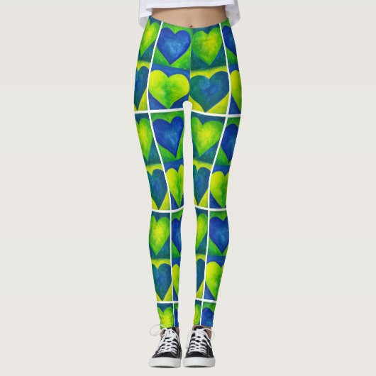 Blue Green Watercolor Herzlich willkommen in der L Leggings (Vorderseite)