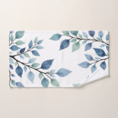 Blue Green Watercolor Leaves Botanical Design 376 Badhandtuch Set (Handtuch)