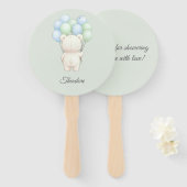 Blue & Green Watercolor Teddy Bear Baby Shower Fächer (Vorne und Hinten)