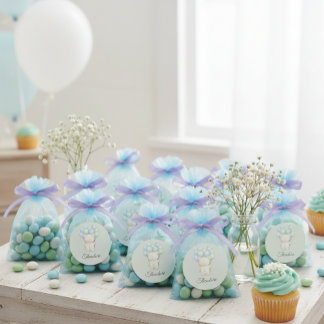 Blue & Green Watercolor Teddy Bear Baby Shower Runder Aufkleber